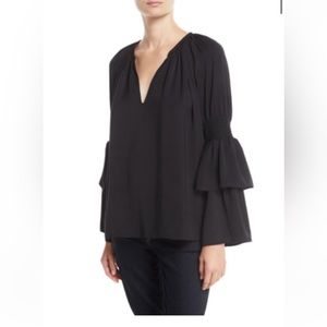 Ramy Brook Luli Bell Sleeve V Neck 90’s Blouse long sleeve Top Size XS